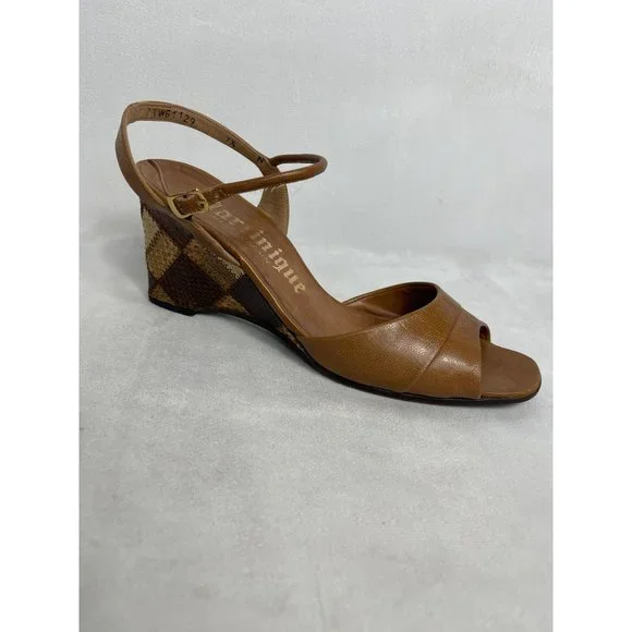 Vintage Snake Skin Size 6 Martinique Wedges Leather Brown Open Toe Spain Women's - Picture 7 of 12